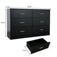 thumbnail image 3 of Kepooman 6-Drawer Dresser, Chest of Drawers with Golden Handle, Nursery Dresser for Living Room, Black, 3 of 7