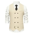 thumbnail image 2 of VSSSJ Men's Classic Vest Regular Fit Solid Color Double-breasted Sleeveless V-Neck Jackets Vintage Style Basic Outwear with Pocket Beige XL, 2 of 9