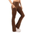 thumbnail image 4 of Yoga Leggings with Front Slit and Pockets High Waist Tummy Control Buttery Soft Comfy Stretchy Workout Pants Brown 1X, 4 of 4