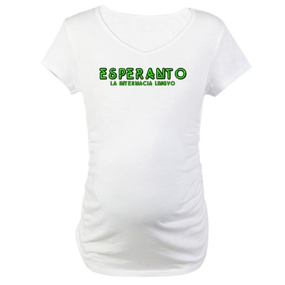 CafePress - Neon Esperanto Maternity T Shirt - Cotton Maternity T-shirt, Cute & Funny Pregnancy Tee