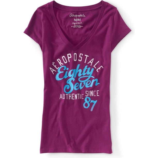 Aeropostale Aero Graphic playera para mujer, morado, pequeño Aeropostale Camiseta gráfica