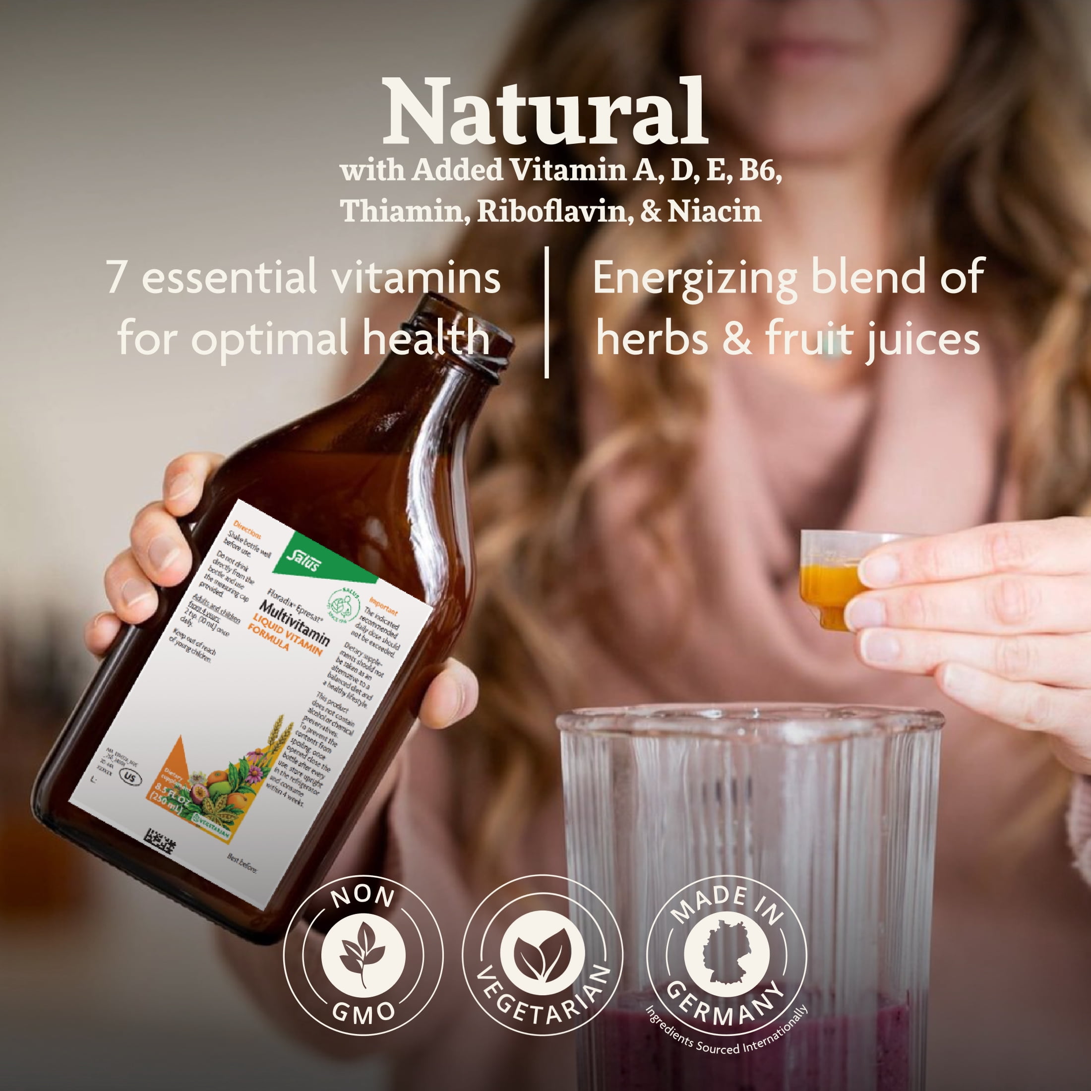 Floradix Epresat Adult Liquid Multivitamin - Herbal Supplement - Daily Supplement with Vitamin A, D, B6, Milk Thistle & More - Supports Energy & Liver Health - Vegetarian, Non-GMO - 8.5 fl oz