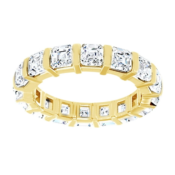AFFY Asscher Cut White Natural Diamond Full Eternity Band Ring In 14K Solid Yellow Gold, Size-13