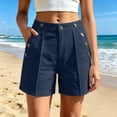 thumbnail image 6 of Omexry Maternity Shorts for Women Women's Summer Solid Color Casual Shorts with Pockets and Multiple Buttons Navy XXL, 6 of 6