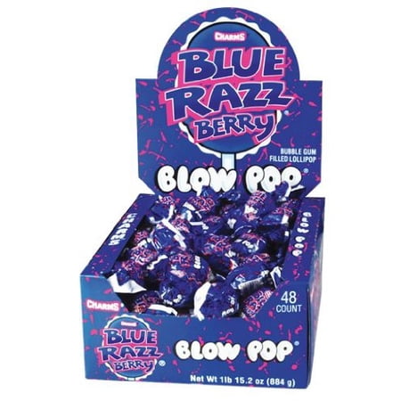 Charms Blow Pops Blue Razz Berry Flavor, 48-Count Box