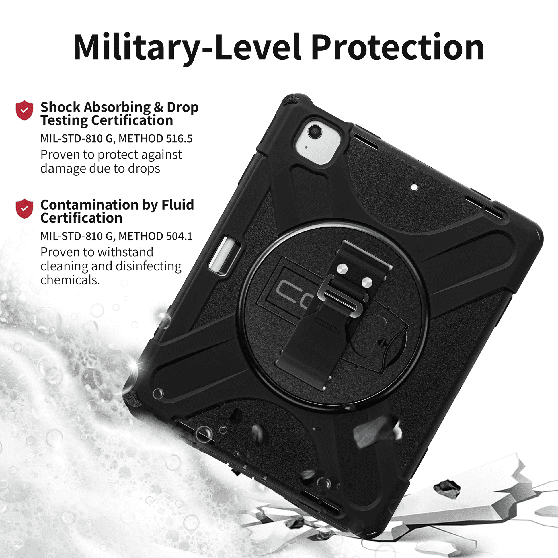 CODi Rugged Case for iPad Air 13" (M2, M3, M4) & iPad Pro 12.9" (3rd-6th Gen) - 360° Protection with Kickstand, Hand Strap, Shoulder Strap & Pencil Holder