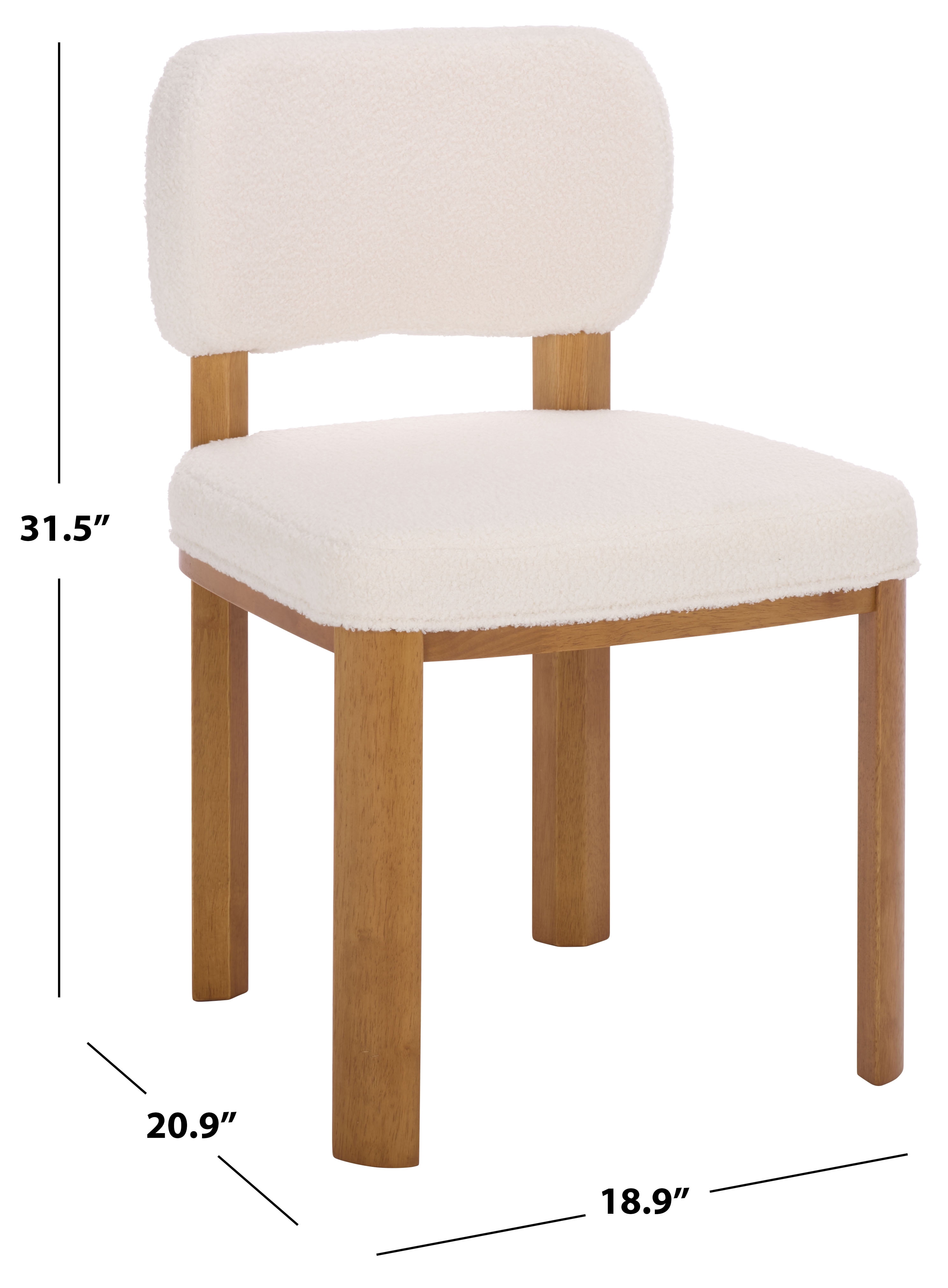 Safavieh Hyden Modern Wood and Fabric Dining Side Chairs, White / Light Walnut