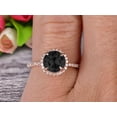 thumbnail image 2 of Round Cut 1.75 Carat Black Diamond Moissanite Engagement Ring Wedding Ring On 10k Rose Gold Halo Art Deco Anniversary Gift, 2 of 6