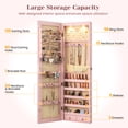 thumbnail image 6 of Giantex Jewelry Armoire Wall Door Mounted, Full Screen Lockable Jewelry Cabinet for Bedroom w/ LED Lights and Frameless Mirror (Pink), 6 of 9
