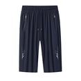 thumbnail image 6 of Men's Solid Color Casual Cropped Pants with Elastic Waistband and Zipper Pockets for Sports and Everyday Wear, 6 of 8