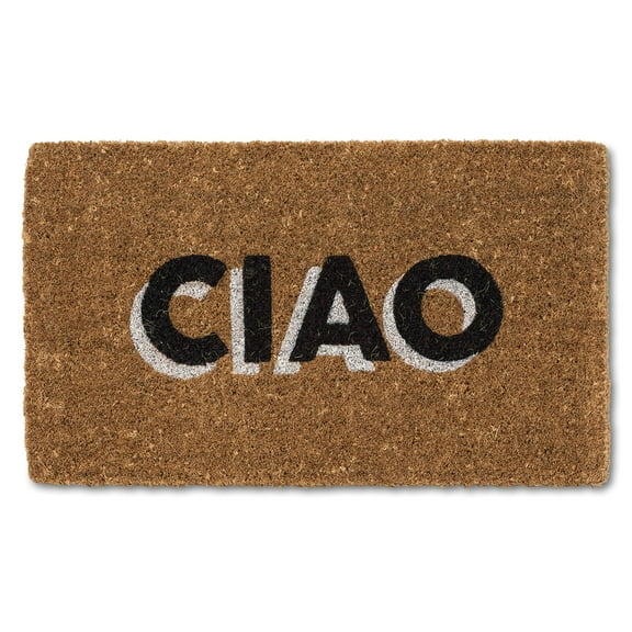 Abbott Collection 35-FWD-GE-9367 Graphic CIAO Doormat, 18x30 inches L, Natural/Black