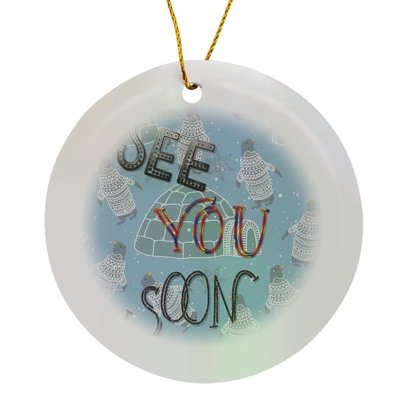 3drose, See You Soon Save the Date Remembrance Art, Circle Porcelain Ornament