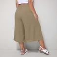 thumbnail image 5 of BLVB Plus Size Capri Pants for Women Baggy Flowy Beach Capris High Waist Drawstring Palazzo Cropped Trousers with Pockets, 5 of 7