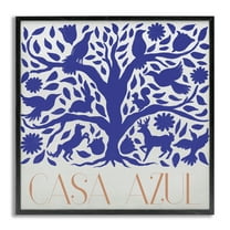 Stupell Industries Casa Azul Árbol y Animales Animals Painting Gray Framed Art Print Wall Art, 24 x 24