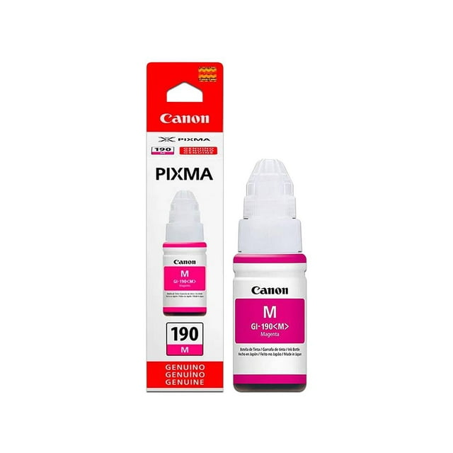 Botella de Tinta Canon GI-190, Magenta, Modelo: 0669C001AC. Canon 0669C001AC
