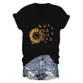 thumbnail image 4 of Puliio Women's T-Shirts Sunflower Butterfly V-Neck Short Sleeve T Shirt Summer Fashion Blouses Casual Loose Fit Tees Tops, 4 of 4
