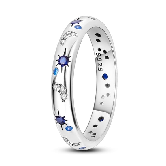 MULA Original Sparkling Starry Night 925 Sterling Silver Finger Ring Blue AAA CZ Hypoallergenic For Women Jewelry Birthday Gift Size 4