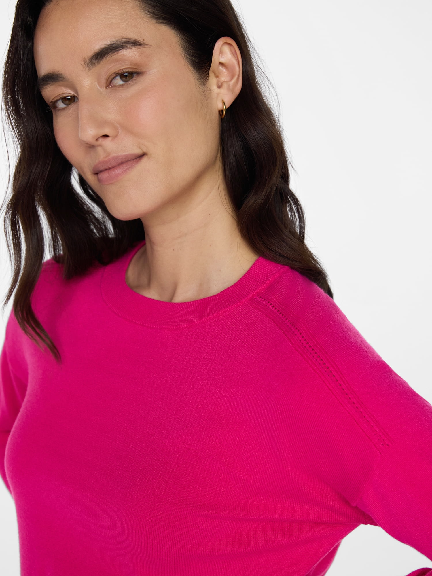Time and Tru Women's Crewneck Sweater with Long Sleeves, Lightweight, Sizes XS-XXXL