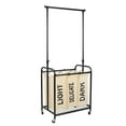 thumbnail image 4 of Oceanstar 3-Bag Rolling Metal Laundry Sorter with Adjustable Hanging Bar, White Color, 28 L x 18.12 W x 41 H inches, Age Group Adult, TLS1385-HG-WHITE, 4 of 6