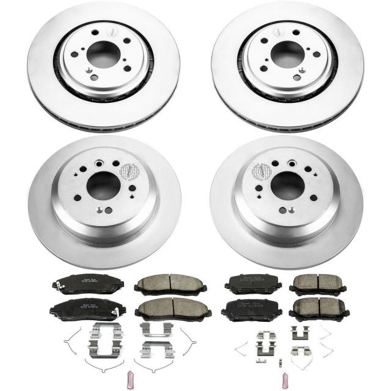 PowerStop Front and Rear Geomet Coated Brake Rotor and Pad Kit Fits: HONDA Select Models CRK7576