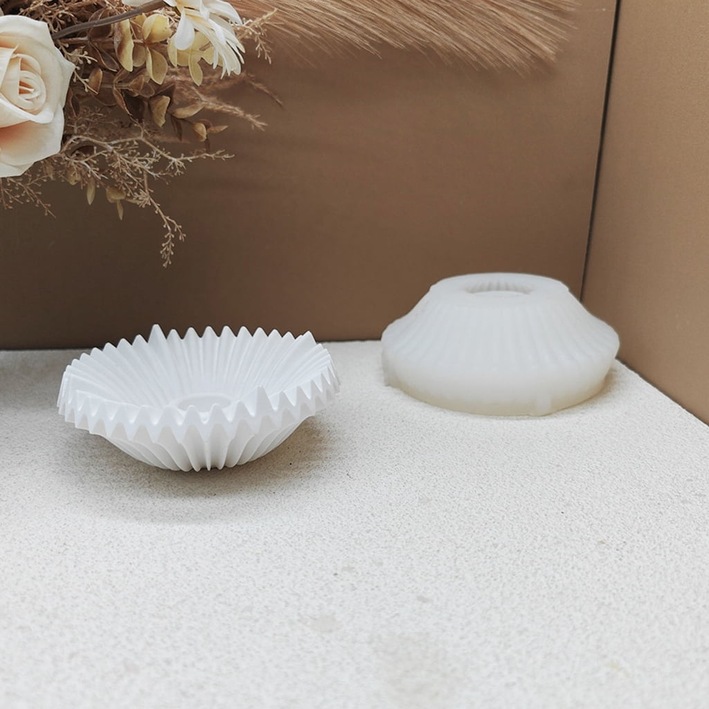 Striped Dish Silicone Candle Stand Mold For Candlestick Candle Holder Epoxy Resin Craft Heat Resistant Resin Tray Molds