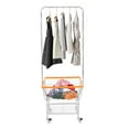 thumbnail image 5 of Silver+Orange Laundry Cart with 4 Wheels and Hanging Rack, Metal Wire Laundry Hamper with Storage Basket and Shelf,Steel Frame Laundry Sorter Cart, 110 lbs Load Capacity, 5 of 16