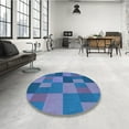 thumbnail image 3 of Ahgly Company Indoor Round Patterned Butterfly Blue Area Rugs, 6' Round, 3 of 6
