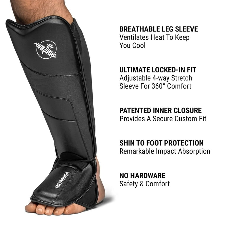 Hayabusa T3 Full-Back Shin Guards Black, Medium