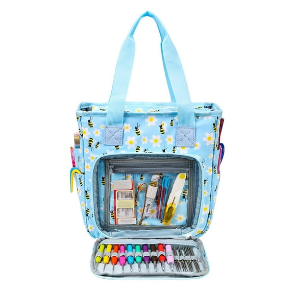 Knitting Tote Bag Organizer Yarn Storage Organizer Bag Only Travel Yarn Bag for Crochet Hooks Portable Zipper Closure Yarn Tote Crochet Bags