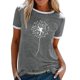 thumbnail image 1 of Camiseta de mujer con cuello redondo y manga corta con estampado de flores, camiseta informal para mujer, Top para citas, trabajo diario, gris claro XXL, 1 of 6
