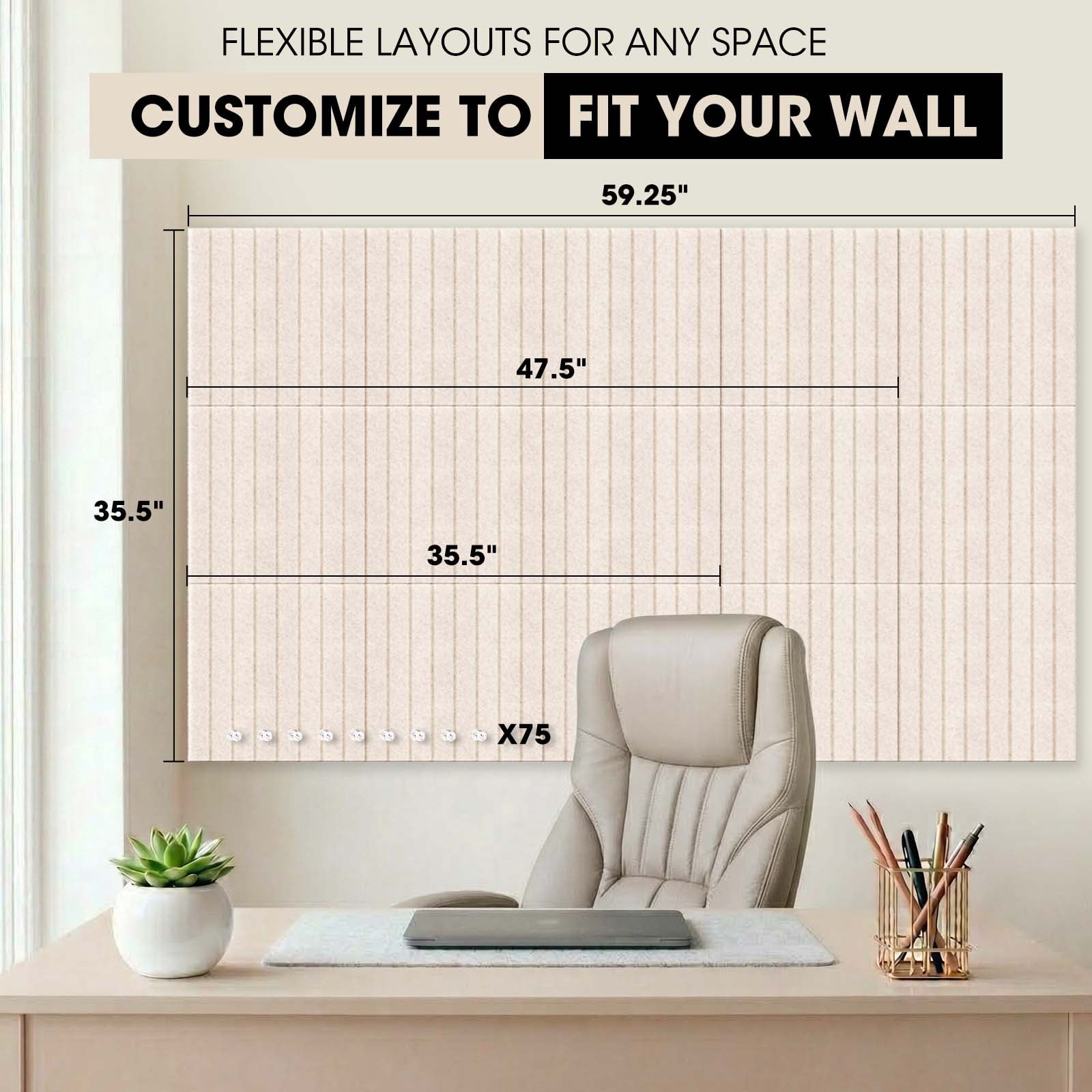 MYMULIKE  15 Pack Large Cork Board for Wall 59" x 36",Felt Bulletin Board with 75 Push Pins,Thick Cork Board for Office Kitchen Classroom, Light Camel