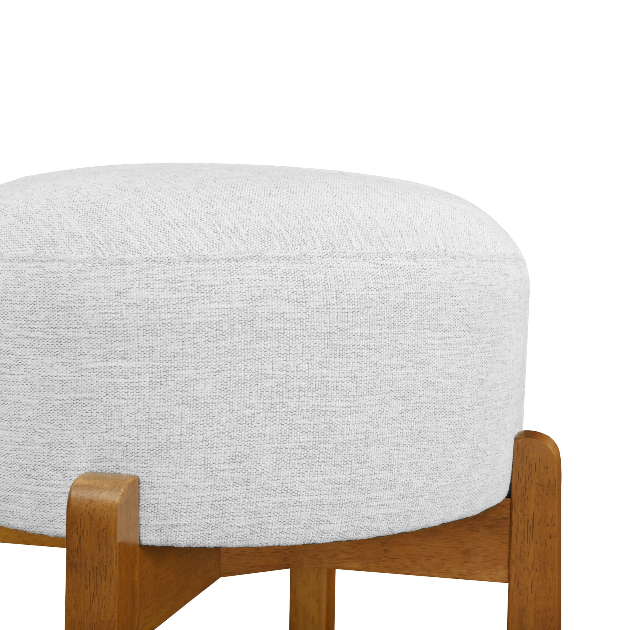 Christopher Knight Home Set of 2 Wooden Upholstered Bar Stools, Walnut Rubberwood Frame, Ivory Seat