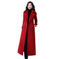 thumbnail image 3 of Skymirror Winter Overcoat Solid Color Mid-calf Length Formal Long Sleeves Wear-resistant Keep Warm Business Double-breasted Coat Lady Coat for Prom, 3 of 8