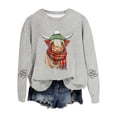 thumbnail image 4 of Goindgs Fall and Winter Sweatshirts for Women Cow Graphic Long Sleeve Pullover Crew Neck Loose Hoodless Soft Casual Women's Shirts B-Light Gray M, 4 of 4