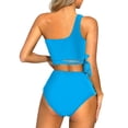 thumbnail image 3 of MOSHU One Shoulder Womens Bikini Sets High Waisted Bathing Suits for Women Tie High Cut Swimsuits, 3 of 6