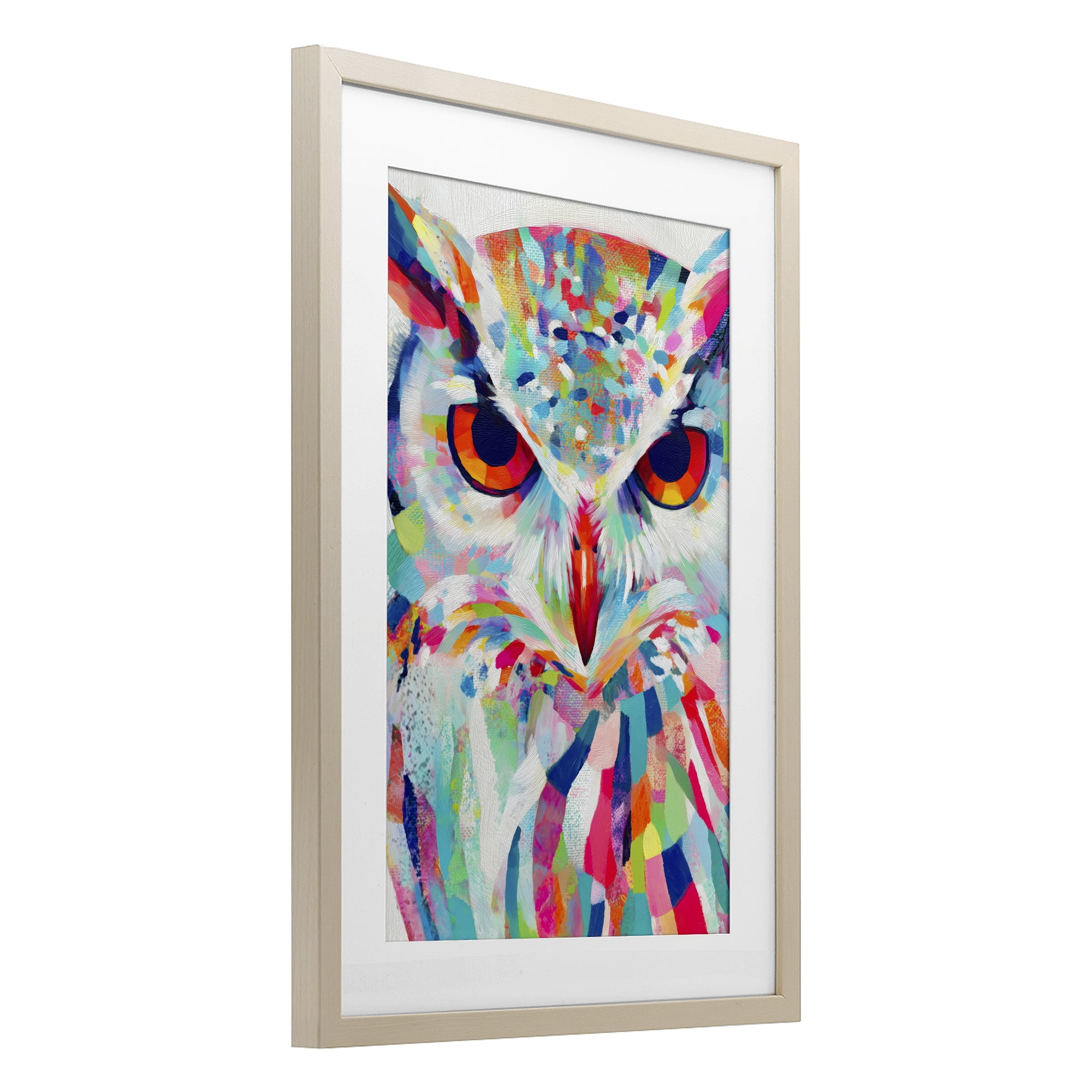 Stupell Industries Expressive Owl Gaze Birch Framed Print Under Glass, design by Chromatic Storm Studio