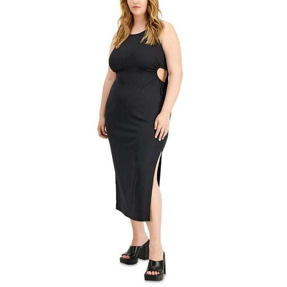 Ful Circle Trends Women's Trendy Plus Size Side-Cutout Maxi Dress Black 2X B4HP