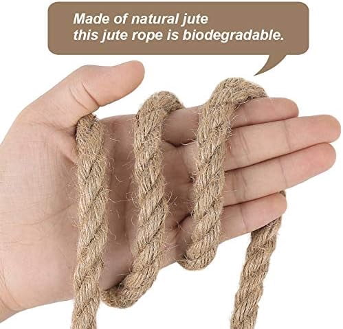 Hasako 12mm Jute Rope, 33 Feet Heavy Duty and Thick Rope Twine for Crafting, Gardening, Cat Scratching Post, Home Decoration