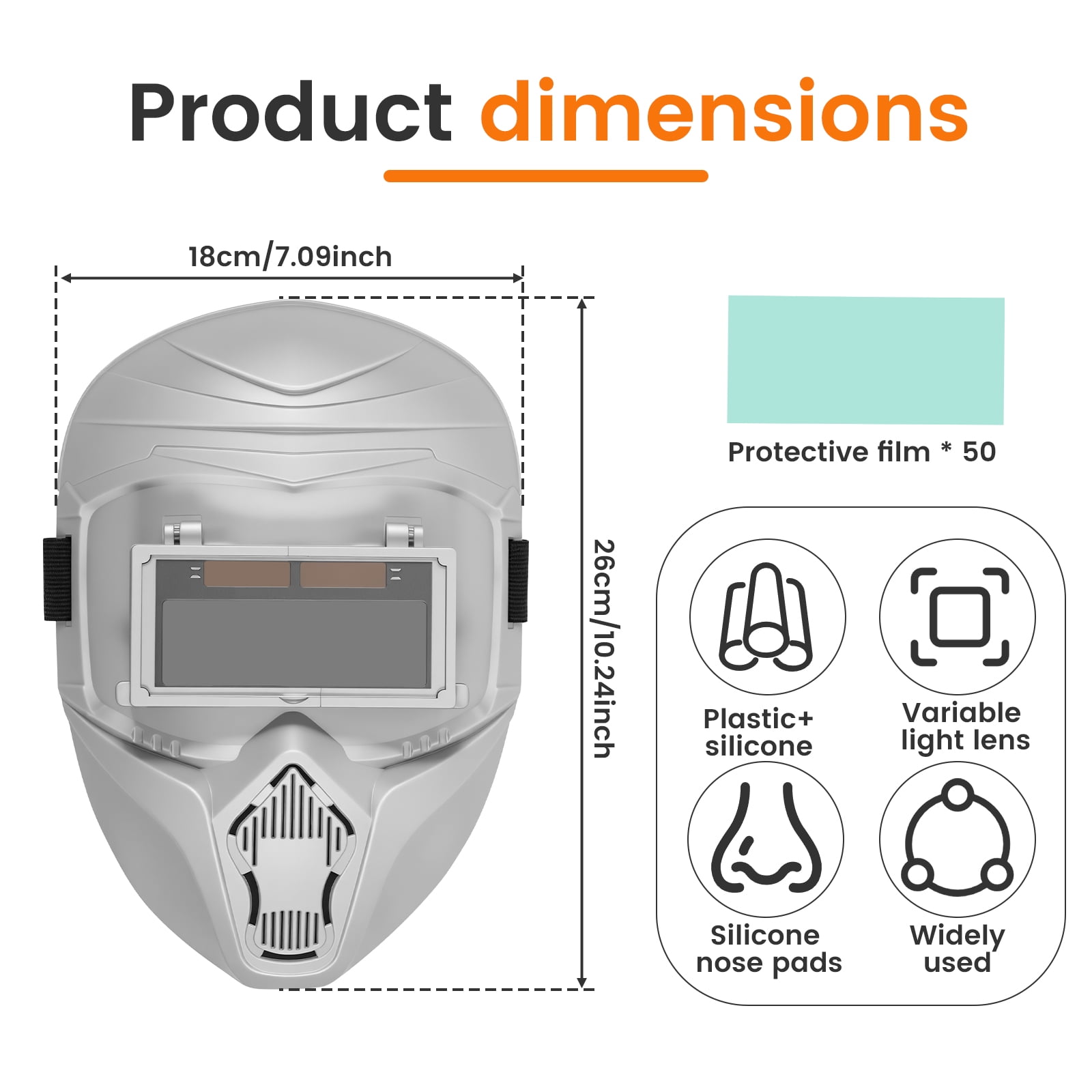 Auto Darkening Welding Helmet, 1/1/1/1 Optical Clarity True Color Welding Hood, 9-13 Shade Range, 4 Arc Sensors for TIG MIG ARC Welding Mask