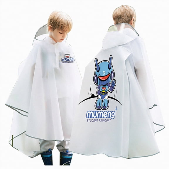 Toddler Boys And Girls Cute Print Windbreaker Rain Jacket Kids Casual Fall Outerwear Lightweight Long Sleeve Zip Up Hooded Coat White 16-18 Years