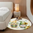 thumbnail image 2 of Sunflowers Gnomes Round Area Rug 7Ft Washable Circle Rugs for Dorm Laundry Room, Eucalyptus Spring Garden Floral Non-Slip Carpet Floor Mats Indoor Outdoor Carpet Runner Aesthetic Home Decor, 2 of 8