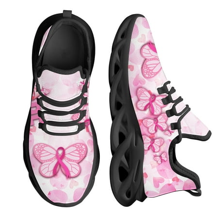 

2024 New Air Cushion Sneakers Pink Butterflies Breast Autism Awareness Design Women s Comfortable Nonskid Mesh Shoes