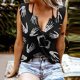 thumbnail image 2 of Blusa sin mangas con cuello en V y estampado de Halloween con botones y sin mangas para mujer Pompotops  lopia1000204, 2 of 6