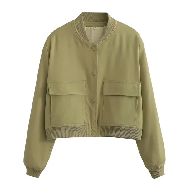 ASDS-Chaqueta Bomber con bolsillos para mujer, abrigos Vintage de manga larga con botón frontal, prendas de vestir exteriores informales, Tops elegantes