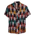 thumbnail image 1 of Leutsin Men Short-Sleeved Printed Color Buttons Cardigan Casual Shirt Tops, 1 of 3