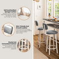 thumbnail image 4 of Stmoze 3 Pieces Bar Table Set for 2, Bar Height Dining Table Set with 4 Storage Rack, Rectangle Kitchen Table with 2 Leather Bar Stools, Wooden Pub Table and Chairs Set for Small Space, Gray, 4 of 7