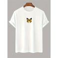 thumbnail image 2 of Men's 100% Cotton Butterfly Print T-shirt, Casual Short Sleeve Crew Neck Tee, Men's Clothing For Outdoor, 2 of 10