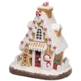 thumbnail image 4 of Northlight Snowy Gingerbread Peppermint House with Snowman Christmas Decoration - 11", 4 of 6