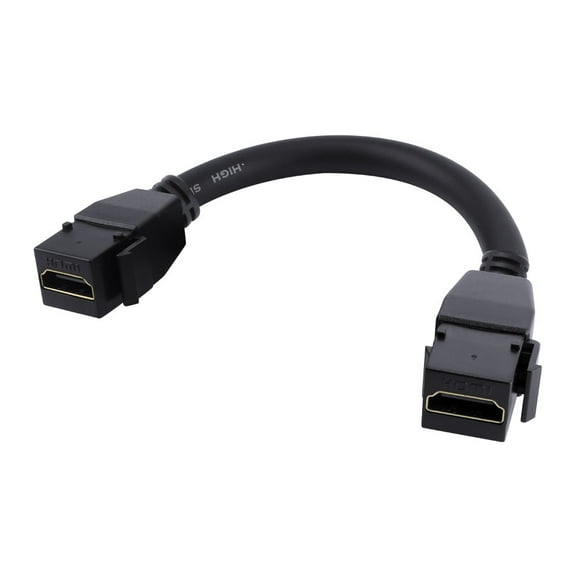 Construct Pro Keystone HDMI Female to HDMI Female Connector Insert (5-1/2” Pigtail, Black) Manufactured by Skywalker
