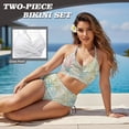 thumbnail image 3 of Xoenoiee Starfish Coral Print Women's Crisscross Front Bikini Sets Two Piece High Waisted Tummy Control Swimsuits Vintage Bathing Suit, XS, 3 of 7